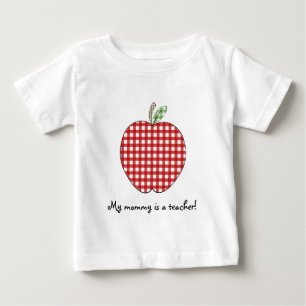 My Mommy is a Teacher Shirt- Red Gingham Apple Baby T-Shirt