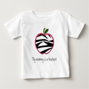 My Mommy is a Teacher - Zebra Print Apple Baby T-Shirt