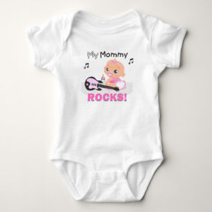My Mommy Rocks Pink Guitar Music Infant Creeper