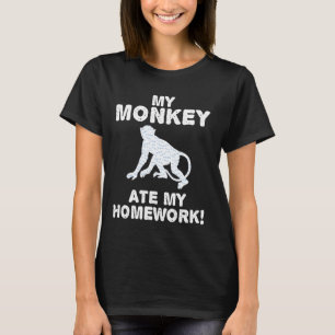 My Monkey Ate My Homework Primate Baboon Back To S T-Shirt