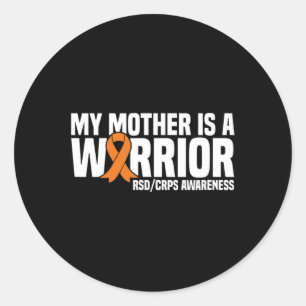 My Mother Is A Warrior Orange Ribbon Rsdcrps Aware Classic Round Sticker
