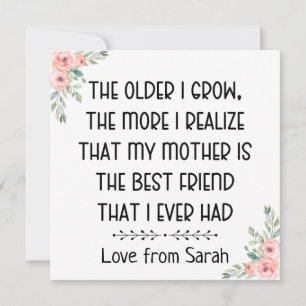 my mother is my best friend, Sentimental gift Holiday Card