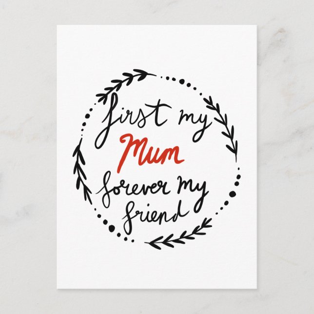 My mother, my friend holiday postcard (Front)