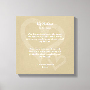 My Mother - Poem, Canvas Print