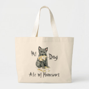 My Mudi Ate My Homework Large Tote Bag