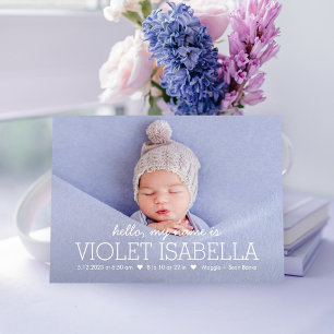 My Name Editable Colour Baby Birth Announcement