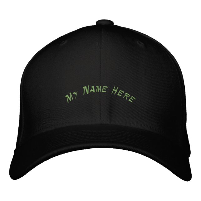 My Name Here Left Right side 111 Printed Black-Hat Embroidered Hat (Front)
