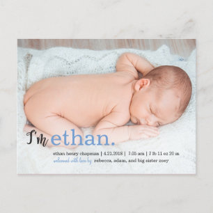 MY NAME Modern Birth Announcement Postcard