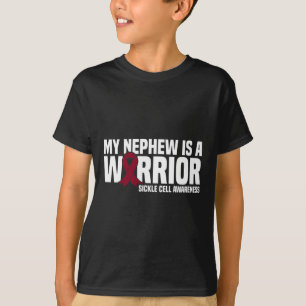 My Nephew is a Warrior Burgundy Ribbon Sickle Cell T-Shirt