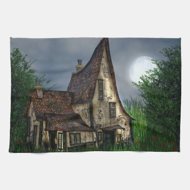 My New House at Night Kitchen Towel (Horizontal)