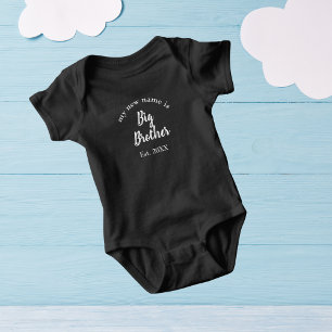My New Name is Big Brother New Big Brother Black Baby Bodysuit