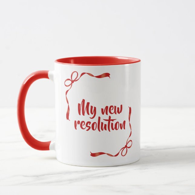 My New Resolution for the New Year Red Ribbon Mug (Left)