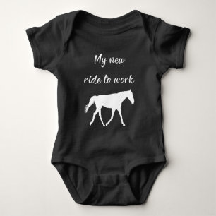 My New Ride To Work by Horse Funny Baby Bodysuit