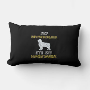 My newfoundland ate my homework   Funny Dog Quotes Lumbar Pillow