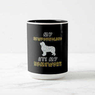 My newfoundland ate my homework   Newfie dog gift Two-Tone Coffee Mug