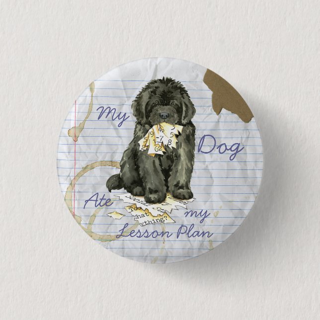 My Newfoundland Ate my Lesson Plan 1 Inch Round Button (Front)