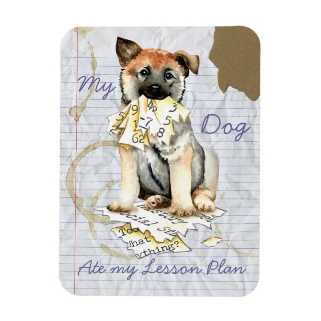 My Norwegian Elkhound Ate My Lesson Plan Magnet (Vertical)