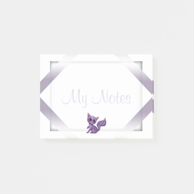 My Notes Post-Its Purple Kitty (Front)