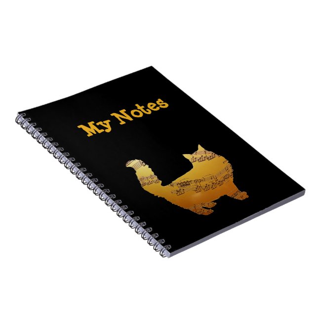 My Notes, School Notebook, Cat Lover Musical Notes Notebook (Right Side)