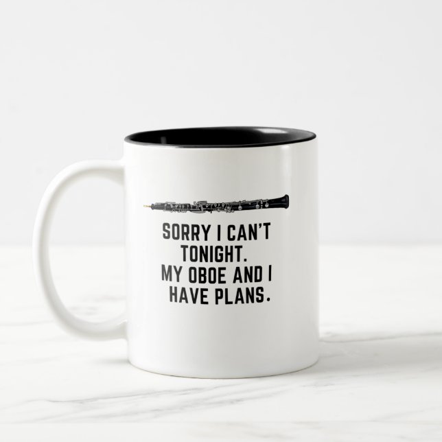 My Oboe And I Have Plans Funny Quote Oboist Coffee Two-Tone Coffee Mug (Left)