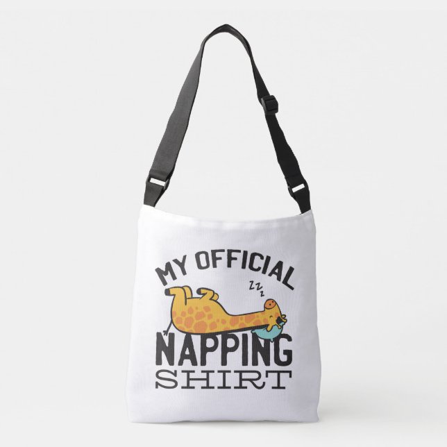My official napping shirt - Lazy sleeping Giraffe Crossbody Bag (Front)