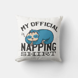 My official napping shirt - Lazy sleeping Sloth Throw Pillow