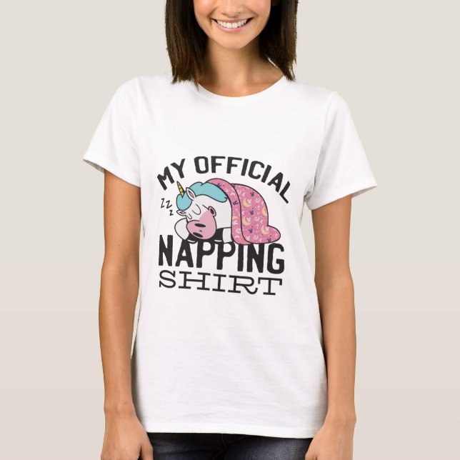 My official napping shirt - Lazy sleeping Unicorn (Front)