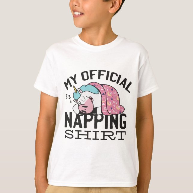 My official napping shirt - Lazy sleeping Unicorn (Front)