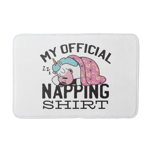 My official napping shirt - Lazy sleeping Unicorn Bath Mat (Front)