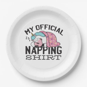 My official napping shirt - Lazy sleeping Unicorn Paper Plate