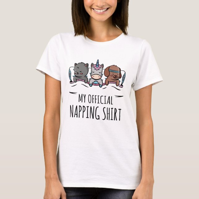 My official napping shirt sleeping Unicorn Dog Cat (Front)