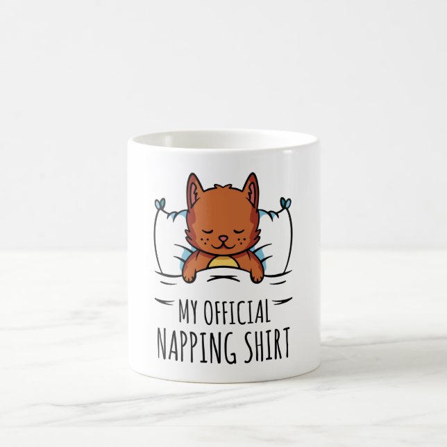My official napping shirt with sleeping Cat Coffee Mug (Center)