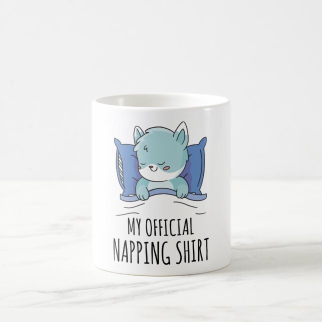 My official napping shirt with sleeping Cat Coffee Mug (Center)