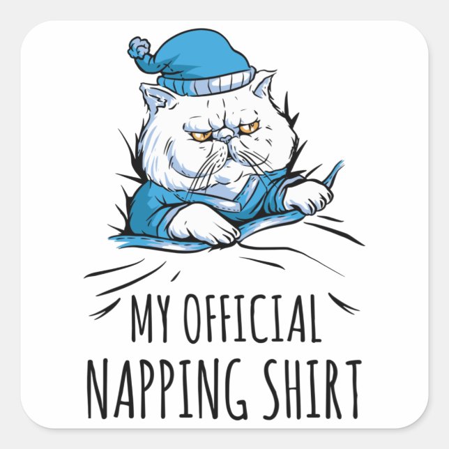 My official napping shirt with sleeping Dog Square Sticker (Front)