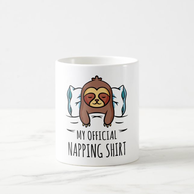 My official napping shirt with sleeping Sloth Coffee Mug (Center)