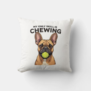 My Only Skill Is Chewing Vintage French Bulldog Te Throw Pillow