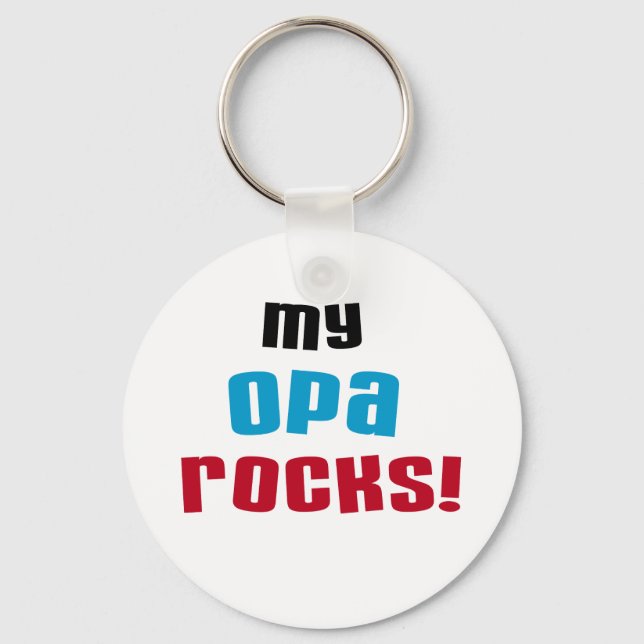My Opa Rocks T-shirts and Gifts Keychain (Front)