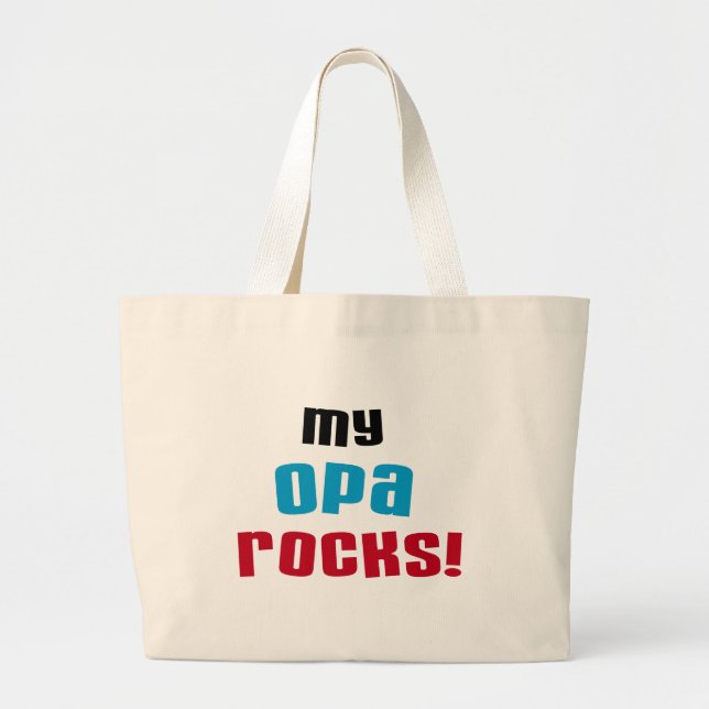 My Opa Rocks T-shirts and Gifts Large Tote Bag (Front)