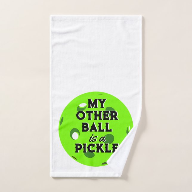 My Other Ball Is A Pickle Golfer Green Pickleball Hand Towel (Hand Towel)