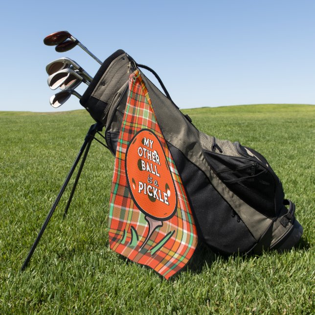 My Other Ball Is A Pickle Golfer Orange Pickleball Golf Towel (Green)