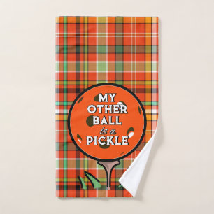 My Other Ball Is A Pickle Golfer Orange Pickleball Hand Towel