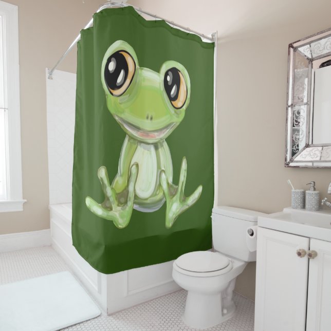 My Other Green Frog Friend Shower Curtain (In Situ)