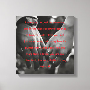 My Other Half" Romantic Heartbeat Quote Canvas Print