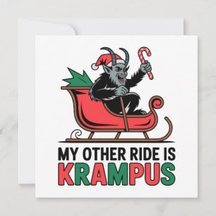 My Other Ride Is Krampus Krampus Riding Sleigh Invitation