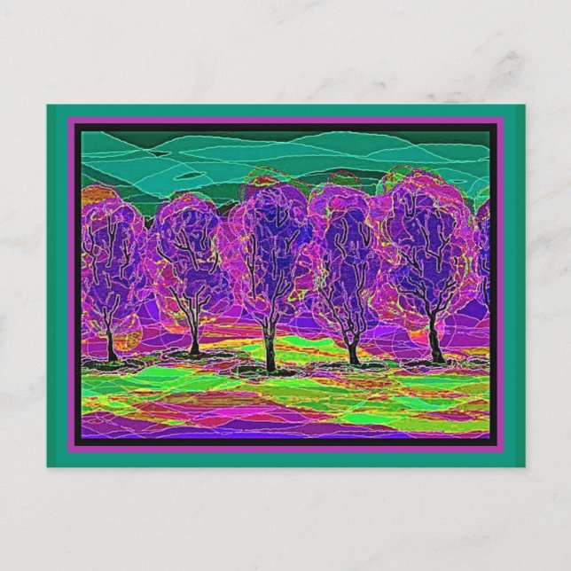 My Own Computer Art Purple Trees  Postcard (Front)