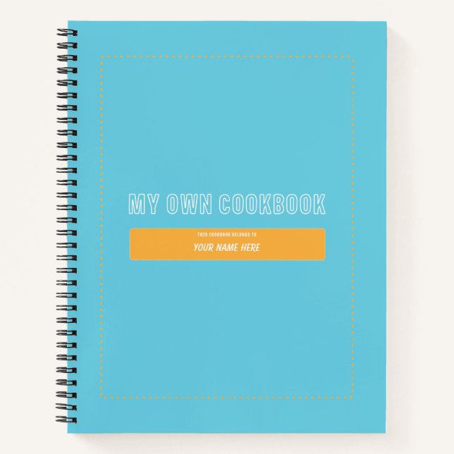 My Own Cookbook Blue Customizable Notebook (Front)