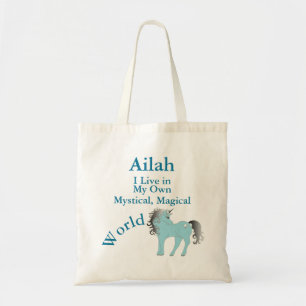 My Own Mystical Magical World Blue Unicorn Tote Bag
