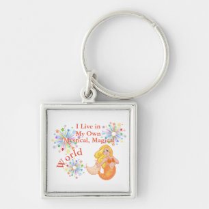 My Own Mystical Magical World Orange Mermaid Keychain