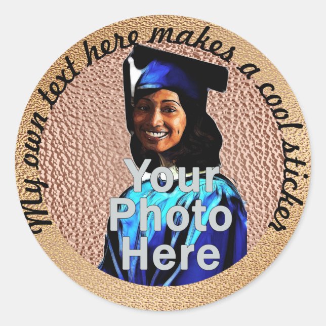 My Own Text Here Photo Copper Classic Round Sticker (Front)