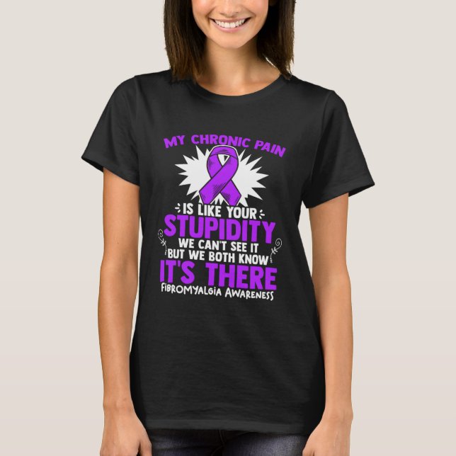 My Pain Fibro Survivor Purple Fibromyalgia Awarene T-Shirt (Front)